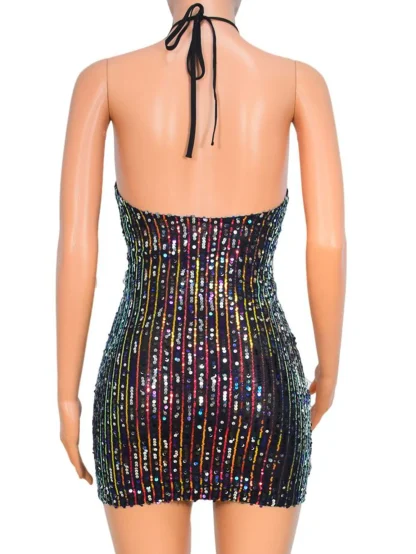 Sparkling Halter Neck Shiny Party Dress - Image 5