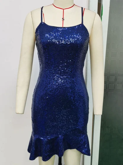 Elegant Bodycon Shiny Sequin Dress - Image 3