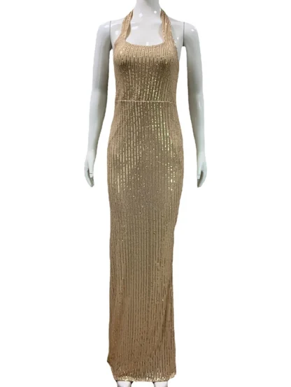 Sparkling High Slit Sequin Maxi Dress - Image 3