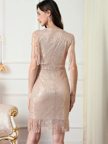 Elegant Shiny Sequin Tassel Dress - Image 2