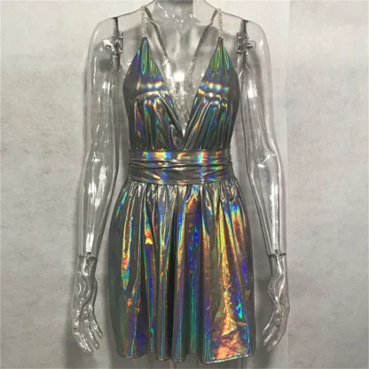 Sexy Sequin Deep V-Neck Dress - Image 3