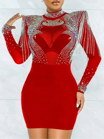 Puff Long Sleeve Sequin Dress - Image 5