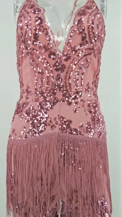Tassel Sparkling Sequin Romper Dress - Image 8