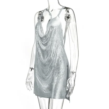 Radiant Metal Sequin Slip Dress - Image 4