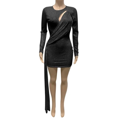 Long Sleeve Sparkle Bodycon Dress - Image 7