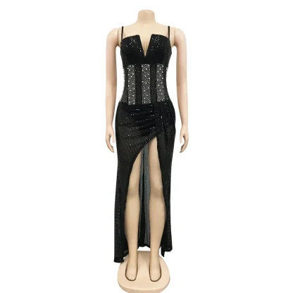 Daring High Slit Sparkling Dress - Image 3