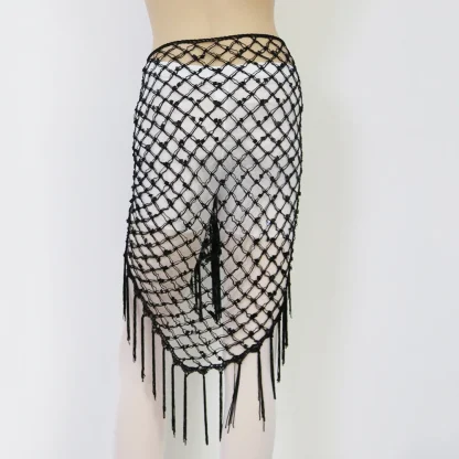 Sheer Fishnet Sparkle Sequin Mini Skirt - Image 2