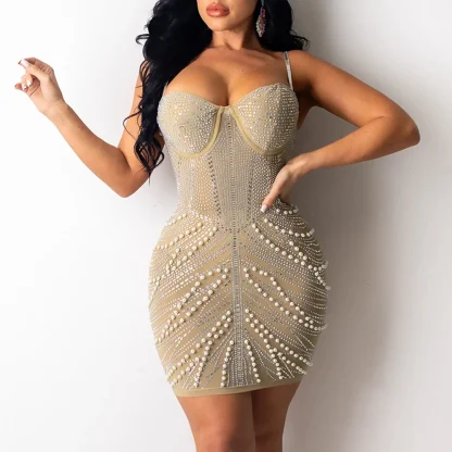 Sultry Beads Mini Sparkling Dress - Image 4