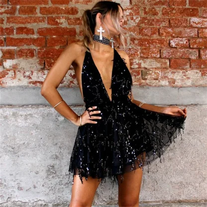 Halter Neck Fringe Mini Dress