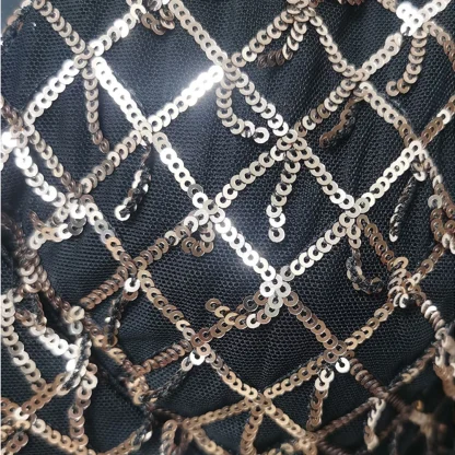 Vintage-Like Black Sequin Office Dress - Image 7