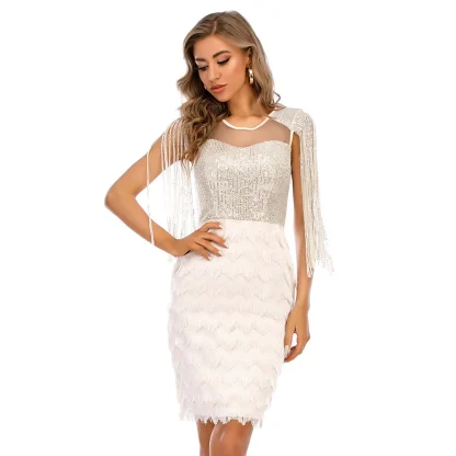 Tassel Sleeve Sequin Fringe Dress - Image 7