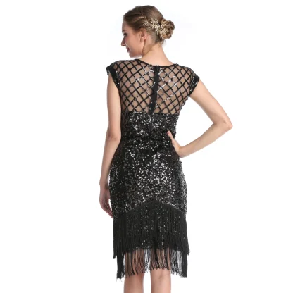 Elegant Net Sparkling Tassel Dress - Image 3