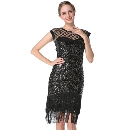 Elegant Net Sparkling Tassel Dress