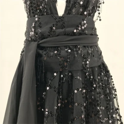 Halter Neck Fringe Mini Dress - Image 6