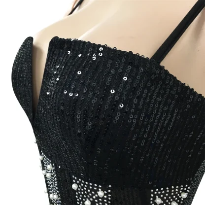 Daring High Slit Sparkling Dress - Image 4