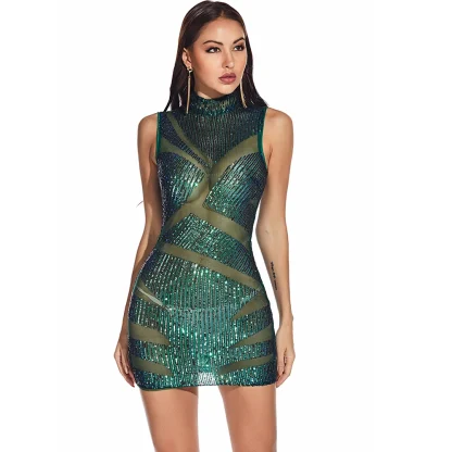 Sultry See-Through Sequin Dress - Image 3