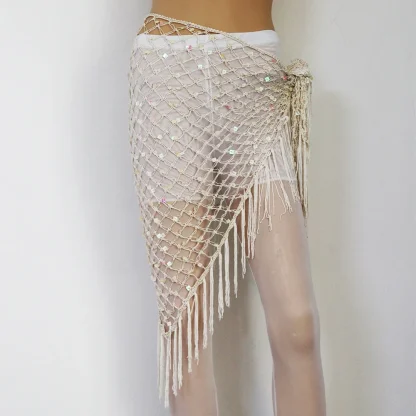 Sheer Fishnet Sparkle Sequin Mini Skirt - Image 3