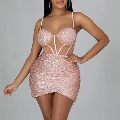 Seductive See-Through Sparkling Sequin Dress - Image 5