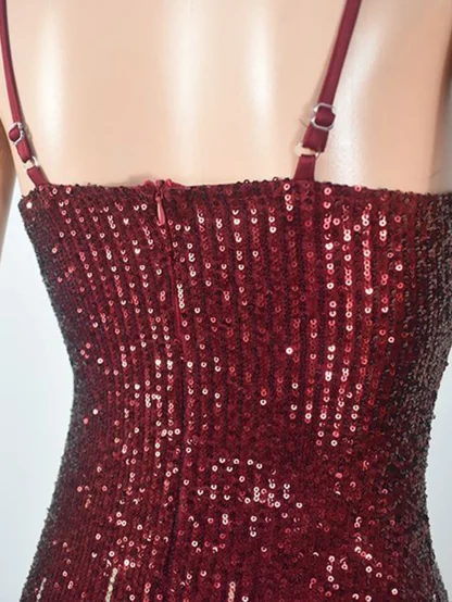 Sexy Bodycon Sequin Midi Dress - Image 5