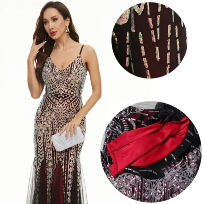 Glamorous Chiffon Mesh Shiny Dress - Image 4