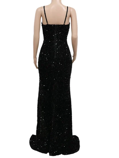 Daring Shiny Sequin Slit Dress - Image 5