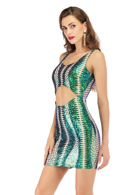 Elegant Evening Sparkling Mini Dress - Image 3