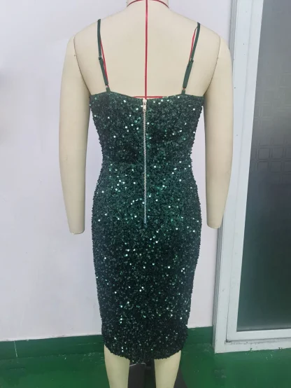 Shiny Slip Full Sequin Midi Dress - Image 6