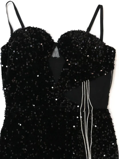 Daring Shiny Sequin Slit Dress - Image 6