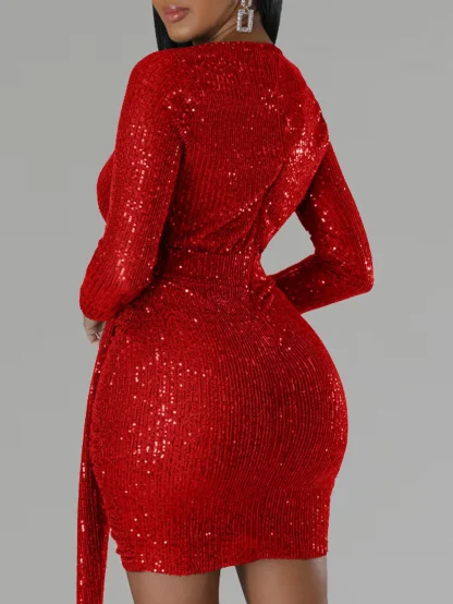 Elegant Long Sleeve Sparkling Dress - Image 4