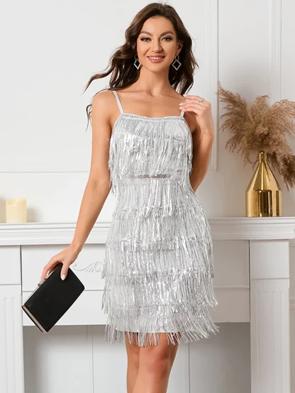 Chic Sparkling Slip Fringe Dress - Image 2
