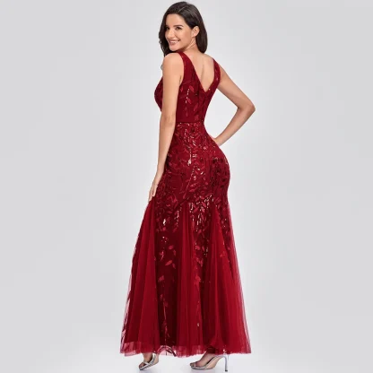 Elegant Mesh Sequin Chiffon Dress - Image 5