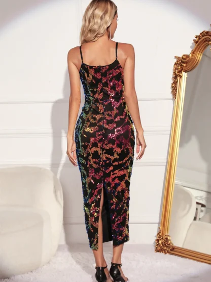 Sexy Slip Bodycon Sequin Dress - Image 4