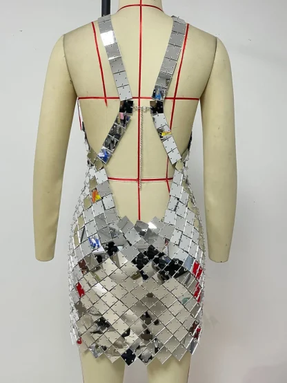 Metallic Slip Sequin Mini Dress - Image 5
