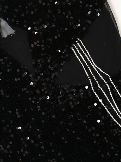 Daring Shiny Sequin Slit Dress - Image 7