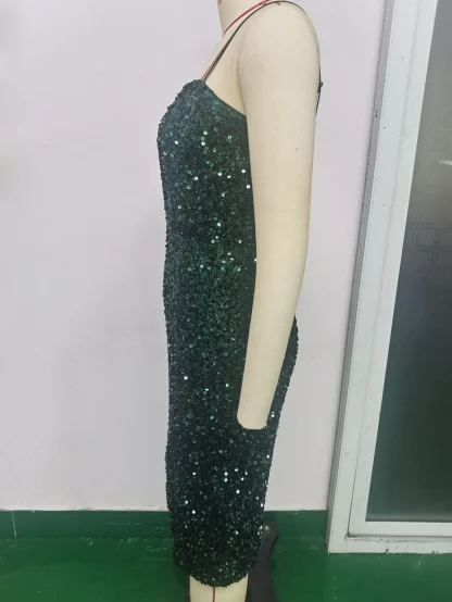Shiny Slip Full Sequin Midi Dress - Image 5