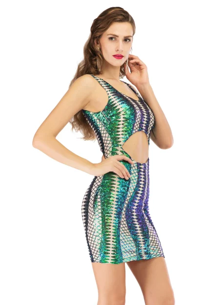 Elegant Evening Sparkling Mini Dress - Image 2