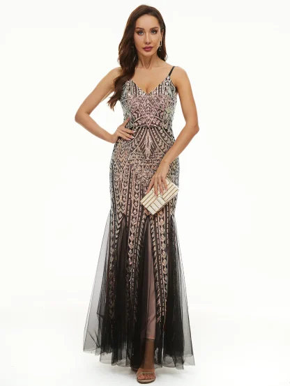 Glamorous Chiffon Mesh Shiny Dress - Image 2