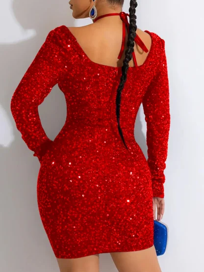 Glittery Long Sleeve Sequin Dress - Image 3