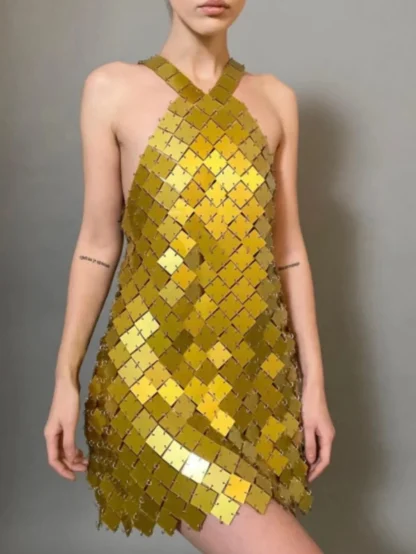 Metallic Slip Sequin Mini Dress