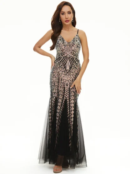 Glamorous Chiffon Mesh Shiny Dress