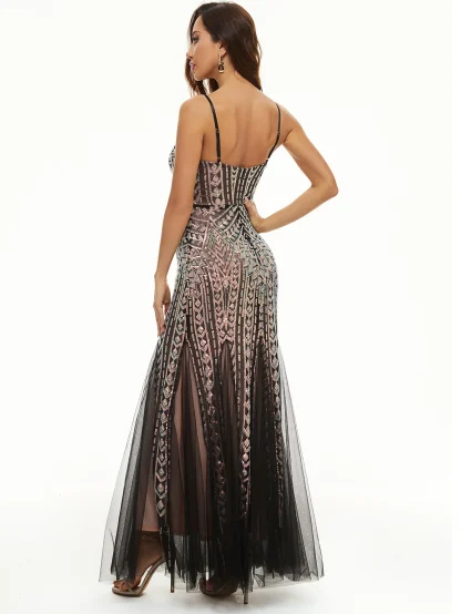 Glamorous Chiffon Mesh Shiny Dress - Image 3