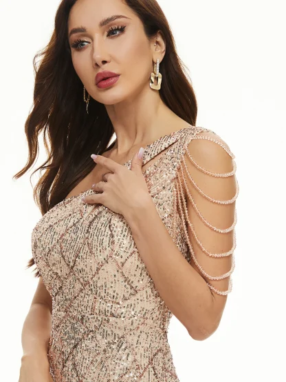 Sparkle One Shoulder Sequin Dress - Image 6