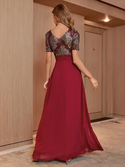 Shiny Chiffon Long Sequin Dress - Image 5