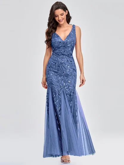 Elegant Mesh Sequin Chiffon Dress - Image 6