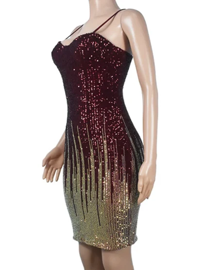 Sexy Bodycon Sequin Midi Dress - Image 4