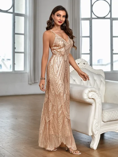 Cross Strap Back Sparkling Maxi Dress - Image 6