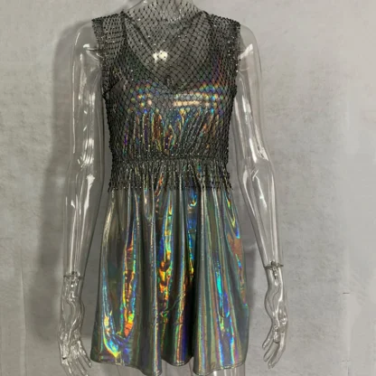Seductive Sequin Fishnet Sparkling Dress - Image 3