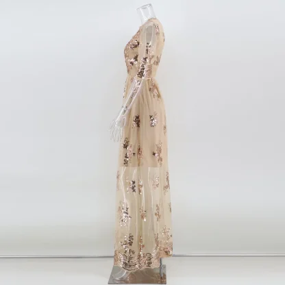 Elegant Mesh Glitter Party Sequin Dress - Image 4