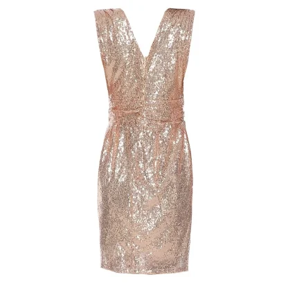 Deep V-Neck Sequin Slip Dress - Image 4