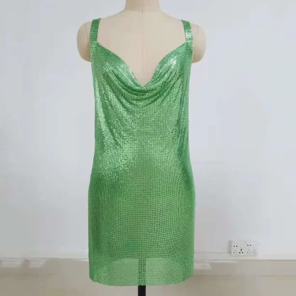 Double High Slit Shiny Halter Dress - Image 5